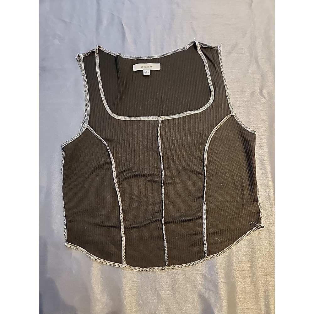 Gazeโ Women's Blank Tank Top With White Stitching Size Medium